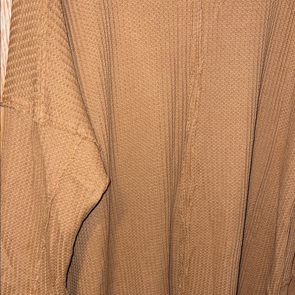 Free People Tan Waffle Knit Long Sleeve Top - Picture 4 of 5